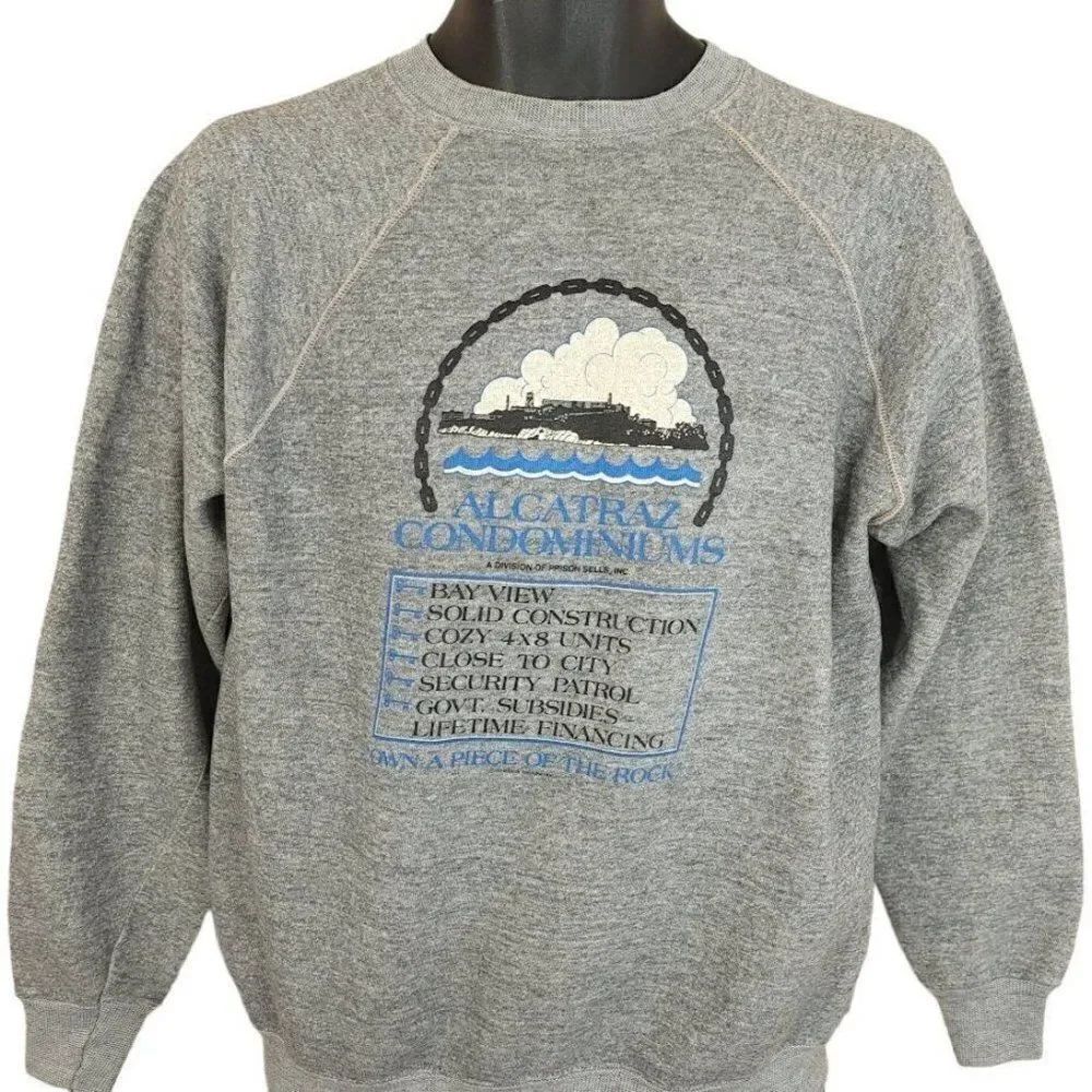 Alcatraz Condos Sweatshirt Vintage 80s Own A Piece Of The Rock Made In USA Mens